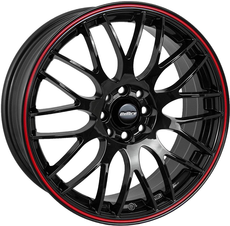 Calibre Motion 16 Gloss Black / Red Pinstripe - OUTLET WHEELS4x108/73.14016/7