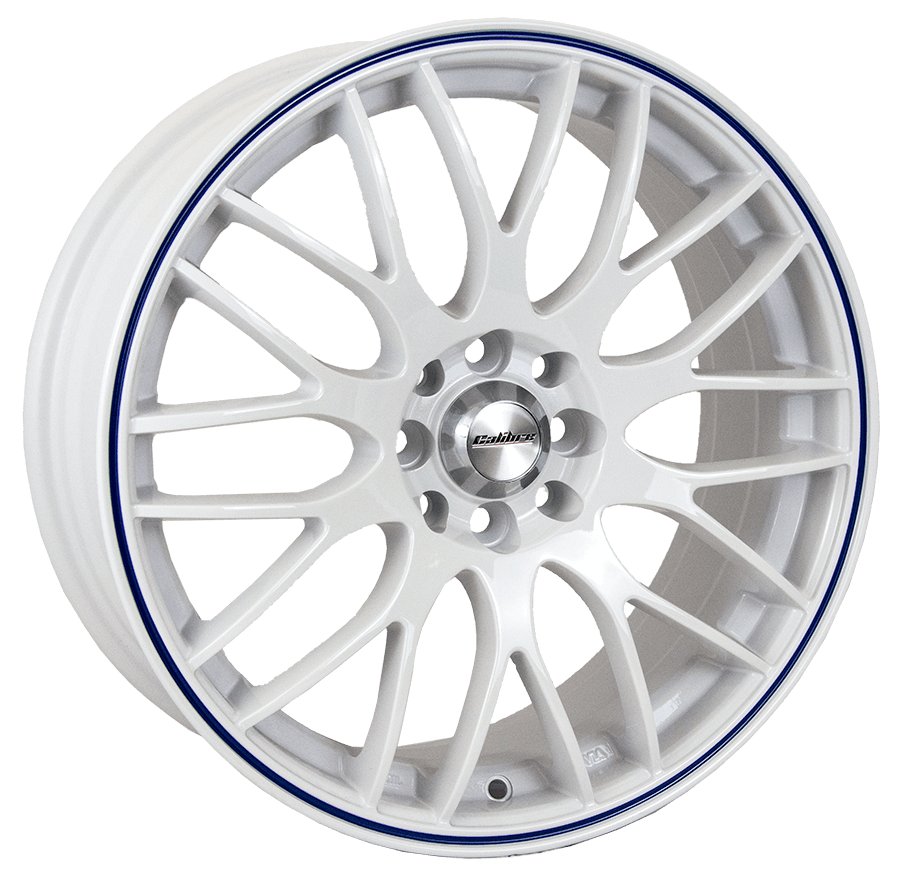 Calibre Motion 17 White / Blue Pinstripe - OUTLET WHEELS4x108/73.14017/7